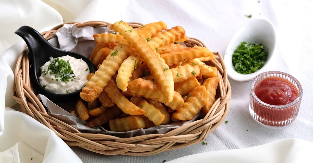 Porcja karbowanych frytek z piekarnika
